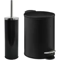 Spirella MSV Badkamer accessoires set - zwart - metaal - pedaalemmer 3L en toiletborstel in houder - Toiletborstels