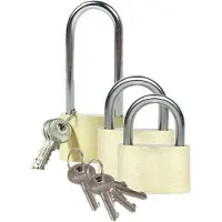 BRÜDER MANNESMANN Hangslot met 3 sleutels - set van 3 - 30/35/40 mm - messing - kofferslot - Hangsloten