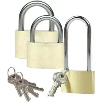 BRÜDER MANNESMANN Hangslot met 3 sleutels - set van 3 - 40/50/60 mm - messing - kofferslot - Hangsloten