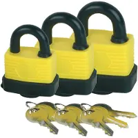 BRÜDER MANNESMANN Hangslot met 3 sleutels - set van 3 - 40/50 mm - messing - waterdicht - kofferslot - Hangsloten