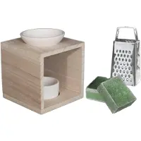 Ideas 4 Seasons Ideas4seasons Amberblokjes/geurblokjes cadeauset - dennen - inclusief geurbrander en mini rasp - Geurbranders