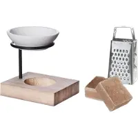 Ideas 4 Seasons Ideas4seasons Amberblokjes/geurblokjes cadeauset - sandelhout - inclusief geurbrander en mini rasp - Geurbranders