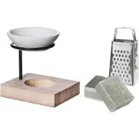 Ideas 4 Seasons Ideas4seasons Amberblokjes/geurblokjes cadeauset - eucalyptus - inclusief geurbrander en mini rasp - Geurbranders