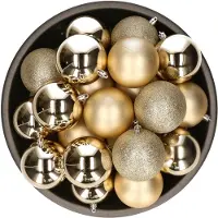 House of Seasons Kerstballen - 25x stuks - licht champagne - 8 cm - kunststof - kerstversiering - Kerstbal