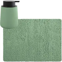 MSV badkamer droogloop tapijt - Langharig - 50 x 70 cm - incl zeeppompje zelfde kleur - groen - Badmatjes