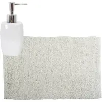 MSV badkamer droogloop mat/tapijt - 40 x 60 cm - met zelfde kleur zeeppompje 260 ml - wit - Badmatjes