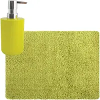 MSV badkamer droogloop tapijt - Langharig - 50 x 70 cm - incl zeeppompje zelfde kleur - lime groen - Badmatjes