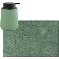 MSV badkamer droogloop mat/tapijt - 40 x 60 cm - met zelfde kleur zeeppompje 300 ml - groen - Badmatjes