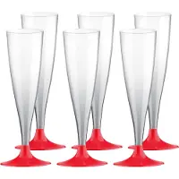 SANTEX Champagneglazen - 30x - plastic - 140 ml - rood - herbruikbaar - Champagneglazen