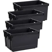 Eda Opbergbox/opbergkrat 20 L - 4x - zwart - kunststof - 39 x 29 x 23 - stapelbaar/nestbaar - Opbergbox