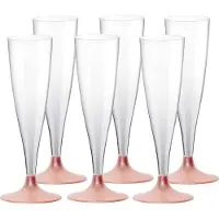 SANTEX Champagneglazen - 100x - plastic - 140 ml - rose goud - herbruikbaar - Champagneglazen