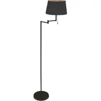 Mexlite Vloerlamp Bella 5894ZW inclusief zwart linnen kap met gouden binnenkant