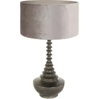 Steinhauer Lampvoet Bois 3758ZW zwart bruin met grijs taupe velours kap