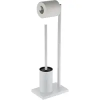 Guido Gusto Toiletbutler met wc rolhouder en wc borstel met houder compleet mat wit staand