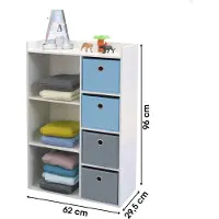 Judy Wild Kid's Spirit JUDY WILD "HAPPY" Kast met 3 vakken en 4 lades – Blauw en grijs – 62x29xH96 cm
