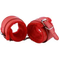Auxfun Gevoerde handboeien Bedboeien met ketting Rood