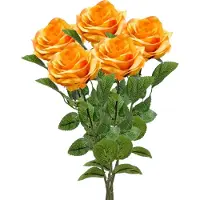 Emerald Kunstbloem roos Marleen - 5x - geel - 63 cm - decoratie bloemen