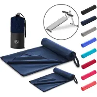 Blumtal Fitness Handdoek Set van 2 - Microvezel Sporthanddoek Gym 180 x 90 cm + 80 x 40 cm - Sporthanddoek 2 Stuks - Dark Ocean Blue