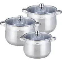 Klausberg 3 POTTEN SET 7 + 8.6 + 10.7L KB-7177, Pan + steelpan, Zilver