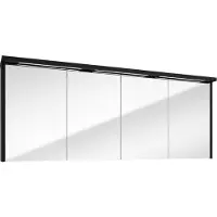 Fontana Grado spiegelkast met verlichting 157cm 4 deuren zwart mat