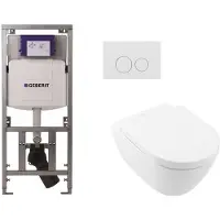 Villeroy & Boch Villeroy Boch Subway 2.0 DirectFlush Toiletset - softclose - geberit reservoir - qeramiq bedieningsplaat ronde knoppen - wit 0701131/ga26028/SW729014/SW1182666/SW706186