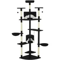 vidaXL Kattenkrabpaal met sisal krabpalen 203 cm zwart en wit