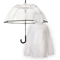 Discountershop koepelparaplu automatische met regenponcho - koepelparaplu met haak - transparant - doorzichtig