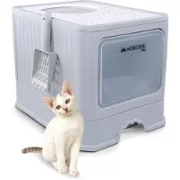 Mobiclinic Pets, kattenbak met deksel, kattenbak met lade, inclusief schep, CatBox, bovenste rooster, elegant design, demontabel