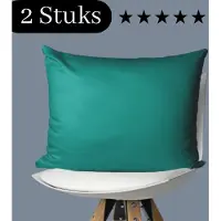 Droomtextiel Kussenslopen Katoen Satijnen Groen 60 x 70 cm - Set van 2 - Anti allergeen - Huidverzorging - Haarverzorging - Hoogwaardige Kwaliteit - Super Zacht