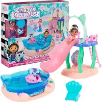 Spin Master DreamWorks Gabby's Dollhouse: Avonturen met katten - Zwembadfeest speelset (met Gabby- en zeehondfiguur)