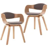 vidaXL Eetkamerstoelen 2 st gebogen hout en stof taupe