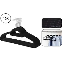 PD 10x - kledinghangers - Zwart VELOURS - Kledinghangers zwart - kledinghangers anti slip - kleding hangers