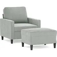 vidaXL Fauteuil met voetenbank 60 cm fluweel lichtgrijs