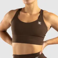 ZEUZ Sport BH Dames - Sportbh, Shock Absorber Sportbeha - Sport BRA voor Fitness & CrossFit - Beha Top - 62% Recycled Nylon & 38% Elastaan - Bruin - Maat XL