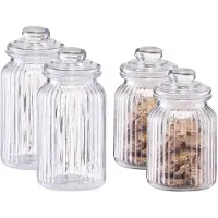 Zeller Set 4x keuken voedsel opslag voorraad glas in 2 formaten - Voorraadpot