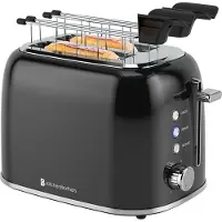 Kitchenbrothers Broodrooster met Tostiklemmen - Toaster - 6 Warmteniveaus - Brede Sleuven - Broodrooster - 870W - Zwart