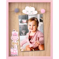 Zep - Houten Baby Fotolijst met Giraffe Ryan Roze voor foto 10x15 - VG446P