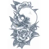 Partychimp Prison Tattoos Skull and roses (zwart)