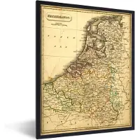 PosterMonkey Fotolijst incl. Poster - Groezelige kaart van Nederland - 30x40 cm - Posterlijst