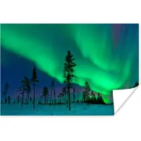 PosterMonkey Noorderlicht boven Zweden Poster 180x120 cm - Foto print op Poster (wanddecoratie woonkamer / slaapkamer) / Nacht Poster XXL / Groot formaat!