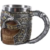 PL Schedel Mok Zorro 3D - met RVS inzetstuk - Handbeschilderd - 11cm x 15cm x 8,5cm