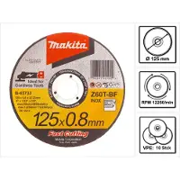 Makita Snijschijf Fast Cutting 10-pack 125 x 0,8 x 22,23 mm voor INOX roestvrij staal ( B-45733 )