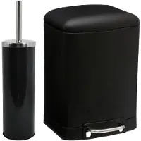 Spirella MSV Badkamer accessoires set - zwart - metaal - pedaalemmer 6L en toiletborstel in houder - Toiletborstels