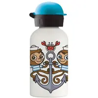 Laken dubbelwandig isolerende drinkfles met drinkdop en vrolijk opdruk, thermos