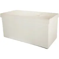 Intirilife opvouwbare zitbank kruk, 78 x 38 x 38 cm, opalin wit, zitkubus met opbergruimte en deksel van kunstleer