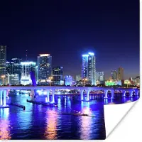 PosterMonkey Poster Water - Licht - Nacht - Skyline - 100x100 cm XXL
