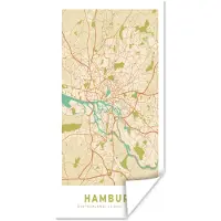 PosterMonkey Poster Stadskaart - Hamburg - Kaart - Plattegrond - Vintage - 80x160 cm