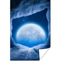 PosterMonkey Poster Grot - Maan - Ruimte - Heelal - Blauw - 20x30 cm