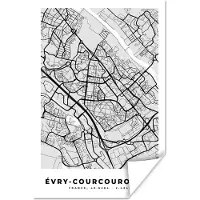 PosterMonkey Poster Stadskaart - Frankrijk - Kaart - Évry-Courcouronnes - Plattegrond - 60x90 cm