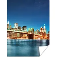 PosterMonkey Poster New York - Brug - Architectuur - Brooklyn - Licht - 120x160 cm XXL